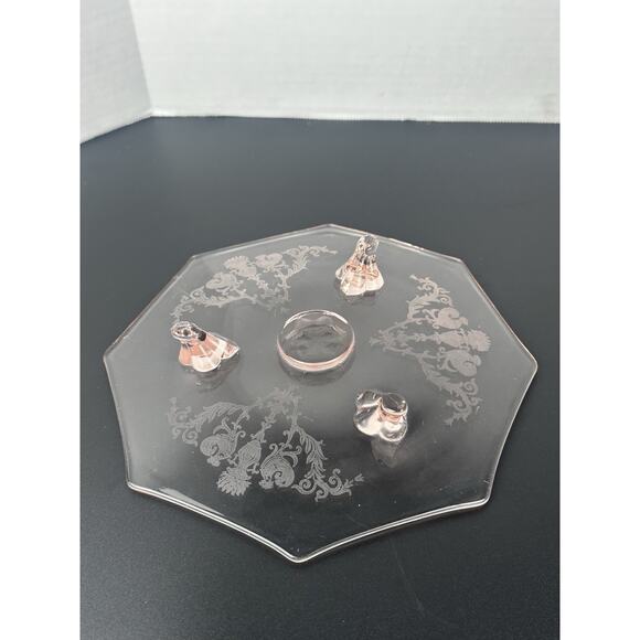 Paden City Amber 3 Footed Plate Pineapple Design Vintage Octagon Shaped 8½” - Picture 3 of 5